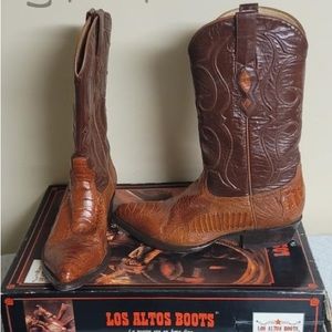 Los Altos Brown and Tan Eel Skin Cowboy Boots